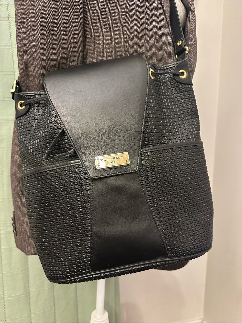 Vintage Ted Lapidus Shoulder Bucket Bag with matching wallet